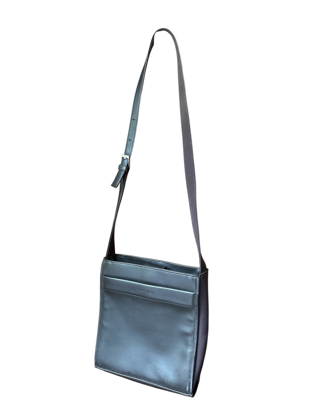 Nine West Dark Brown Leather Crossbody Bag - Adjustable Strap